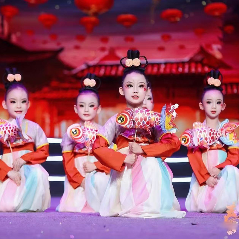 俏元夕表演服汉服女童飘逸纱衣女