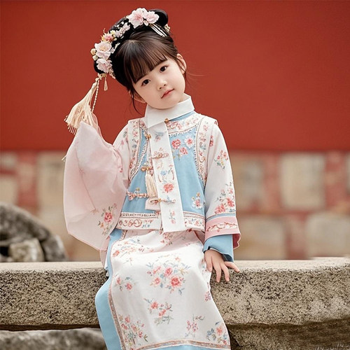 格格服女童古装满族旗袍唐装套装