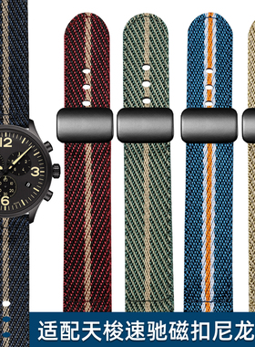 适配天梭1853速驰T116尼龙表带 男海星T120速敢黑武士PR100帆布带