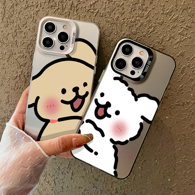 可爱小白狗小黄狗适用苹