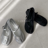 气质一字带网纱透视分趾芭蕾舞风平底鞋 韩国东大门代购 春夏新款