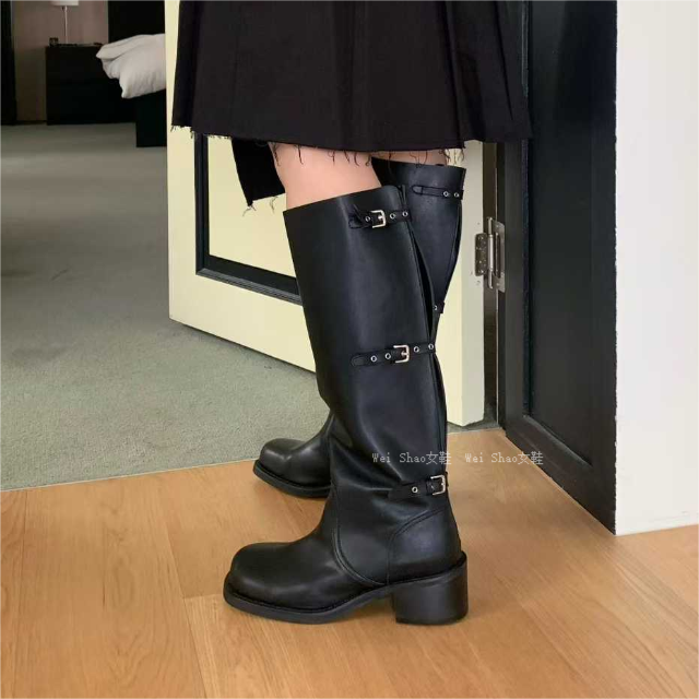 骑士风慵懒套筒时装高筒长靴