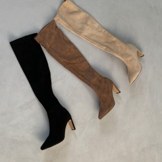 韩国瘦瘦靴尖头细跟长筒靴小香风