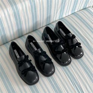 韩国东大门春夏新款 女 公主学院风蝴蝶结套脚小皮鞋 甜美休闲单鞋