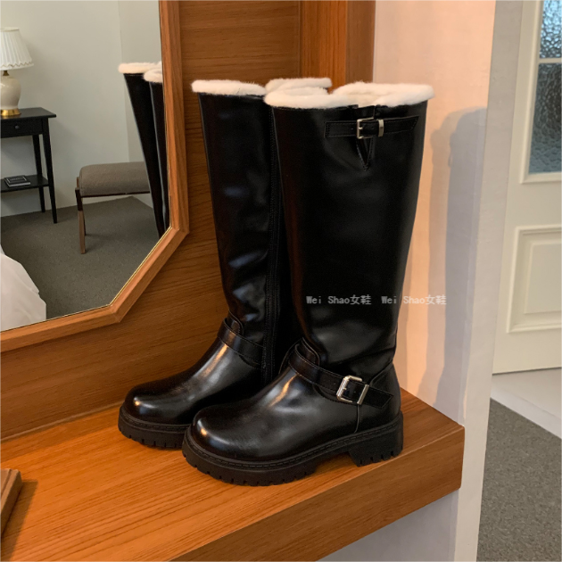 雪地靴粗跟加绒保暖高筒长靴棉靴