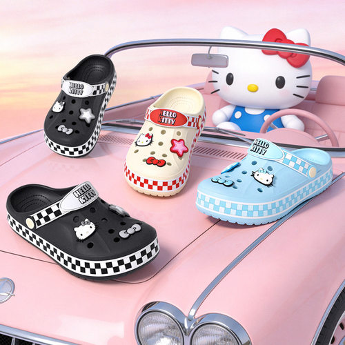 可爱卡通洞洞鞋女夏天居家外穿足弓支撑Hello Kitty猫咪厚底拖鞋