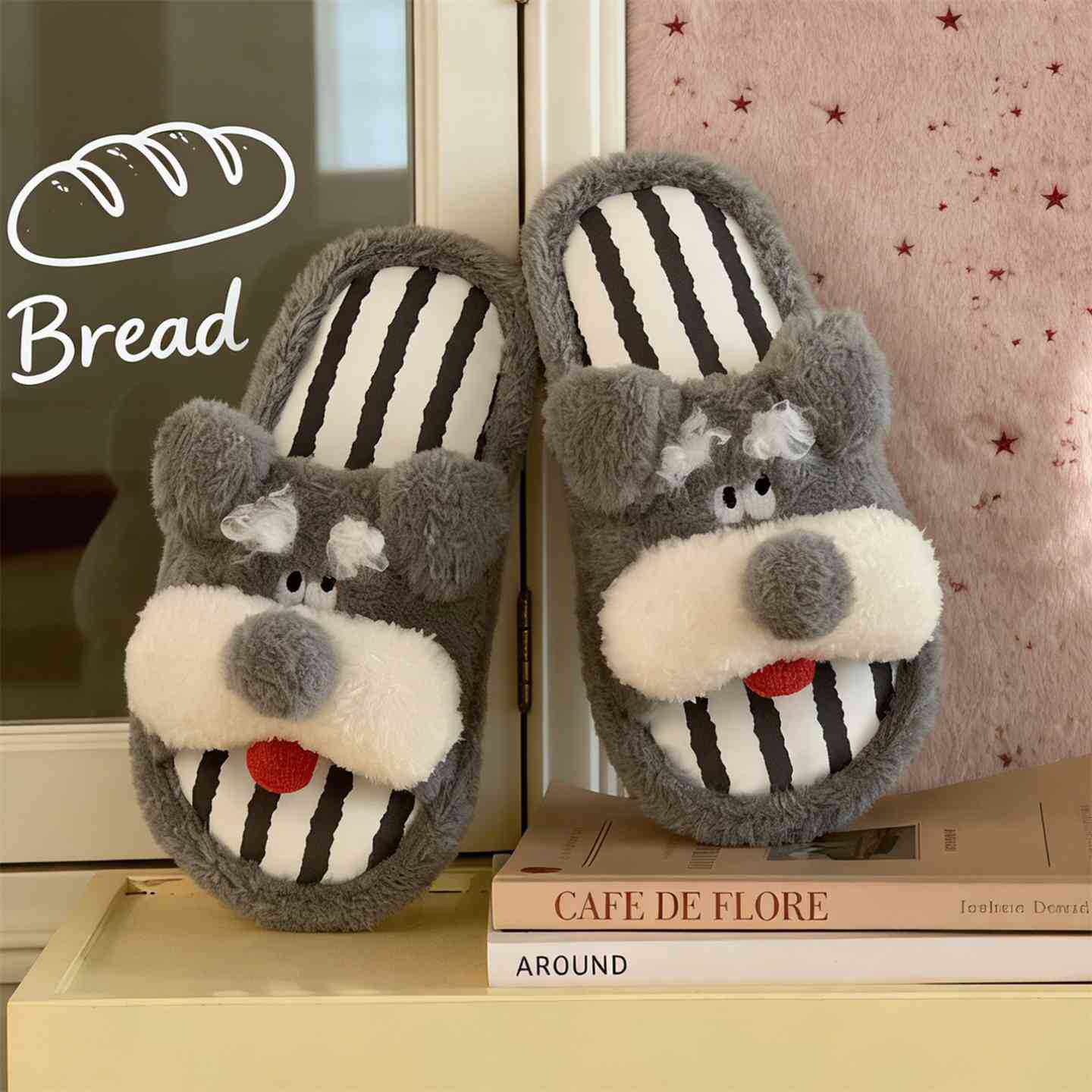 情侣可爱雪纳瑞小狗居家地板鞋网红男女软底舒适四季通用棉布拖鞋