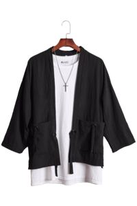 风宽松薄款开衫和服式男道袍7七分袖外套大码复古汉服唐装图片