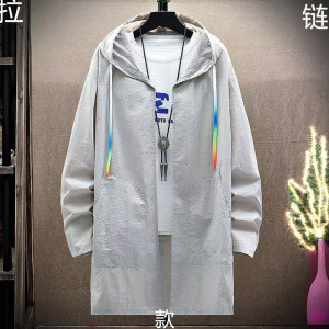 中长款拉链防晒衣夏季轻薄款冰丝连帽潮流青年帅气夹克风衣图片