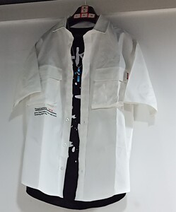 新款短袖衬衫男宽松潮流大口袋纯棉寸衫夹克方领衬衫正中的实物图图片