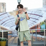 男装一套搭配帅气潮流短袖t恤短裤个性成熟休闲男士夏季套装韩版，男装牛仔裤，星座1804