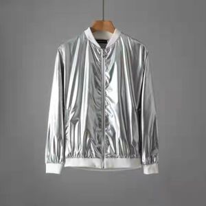 金银色超薄款外套男女个性反光帅气美丽亮皮夹克四季演出服拉链衫，男装夹克，星座1804