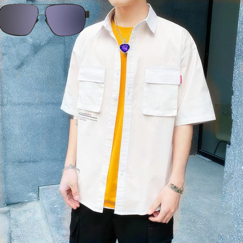 夏季男士短袖衬衫韩版潮流学生工装衬衣服休闲宽松男青年半袖衬衫,男装T恤,星座1804