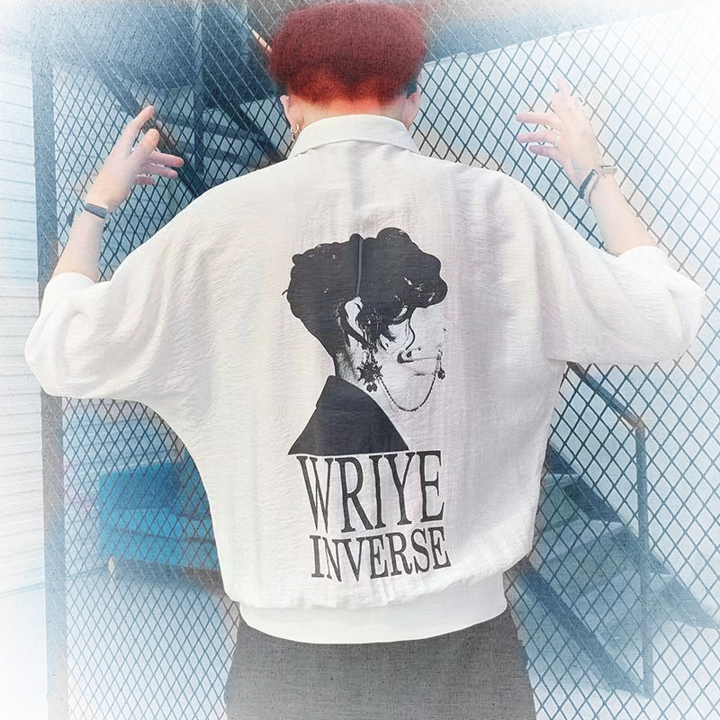 短袖男宽松衬衣社会精神小伙七分袖套头衫潮牌帅气网红蝙蝠衫衬衣，男装T恤，星座1804