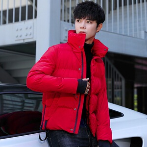 男士棉衣冬季黑红立领外套男女棉服81025图片