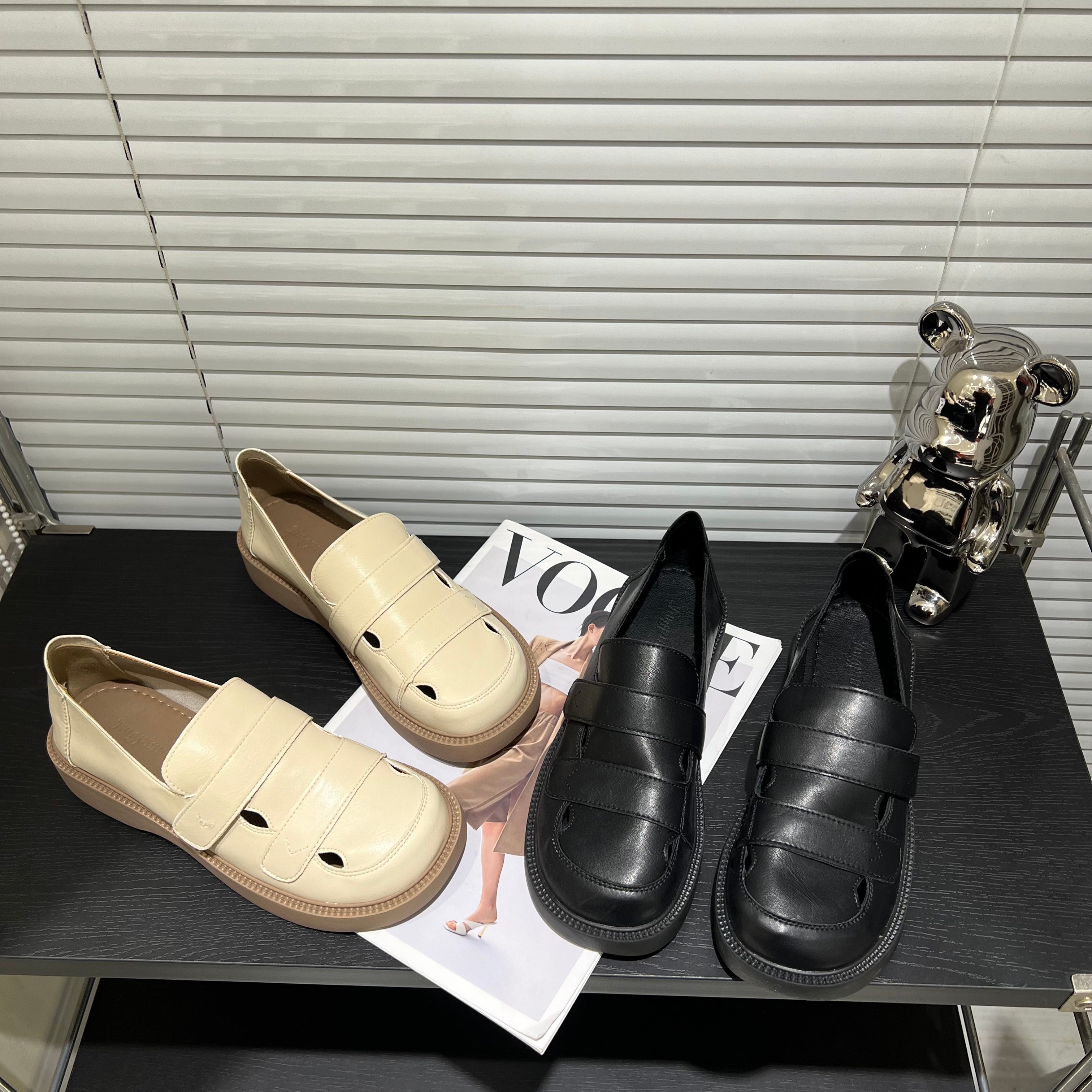 悦薇高品质女鞋厚底乐福鞋女魔术贴一脚蹬懒人鞋百搭小皮鞋学院风,女鞋,浅口单鞋,淘宝优惠券,粉丝福利购,淘宝优惠卷