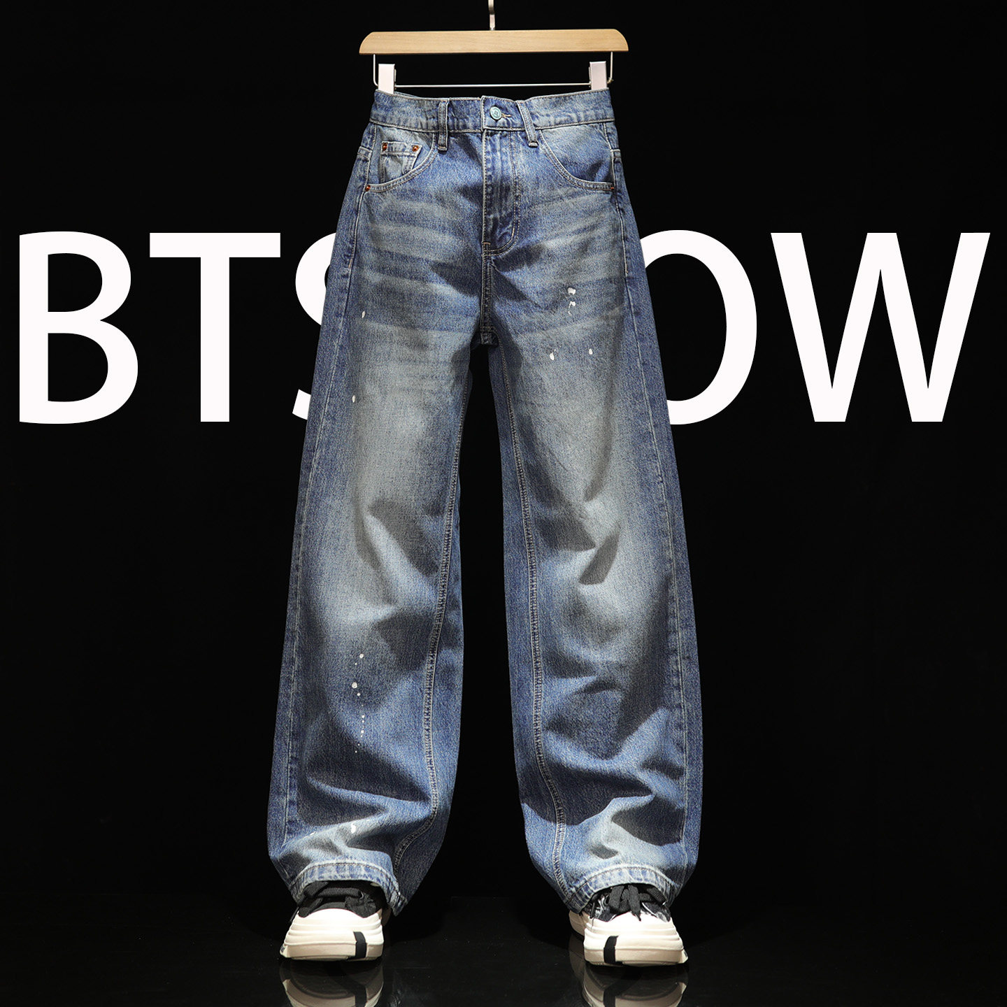 2026春季 a款直筒牛仔裤男装全棉休闲长裤潮流泼墨宽松中性阔腿裤,男装,牛仔裤,淘宝优惠券,粉丝福利购,淘宝优惠卷