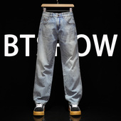 男夏季 型休闲裤 薄款 潮流男士 直筒牛仔裤 宽松修身 微弹长裤 胖哥大码