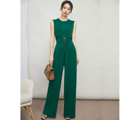 高级感工装连身裤无袖超长裤腰带