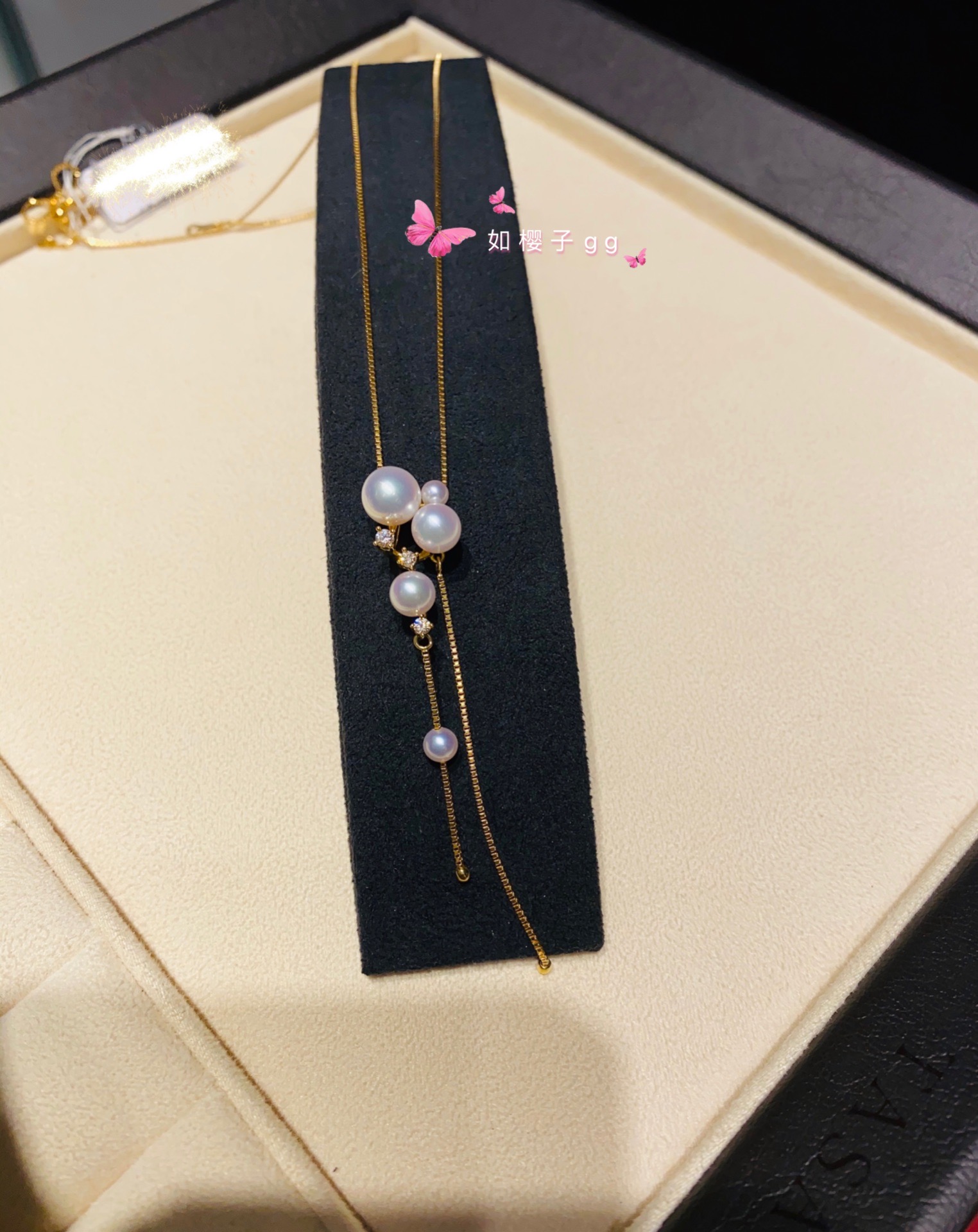 amp塔思琦18k白金项链海水珍珠