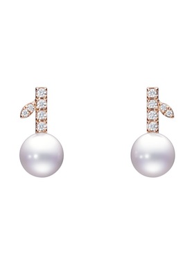 代购TASAKI 田崎&塔思琦 kugel系列18K樱花金akoya珍珠 耳钉耳环