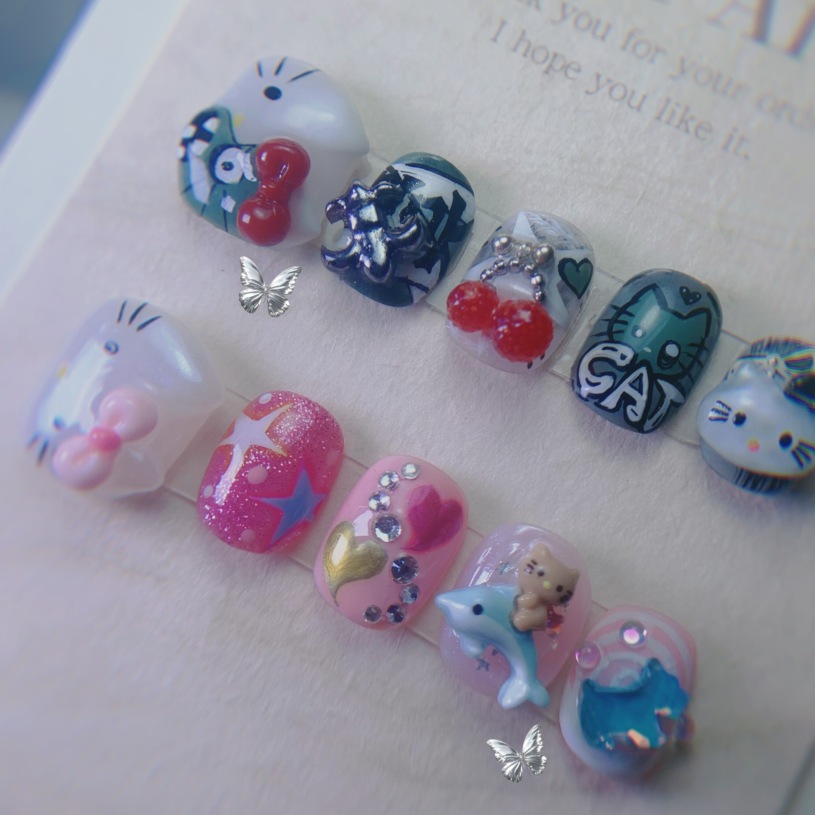 【超短僵尸KT】高级感穿戴甲纯手工美甲本甲贴片M一副