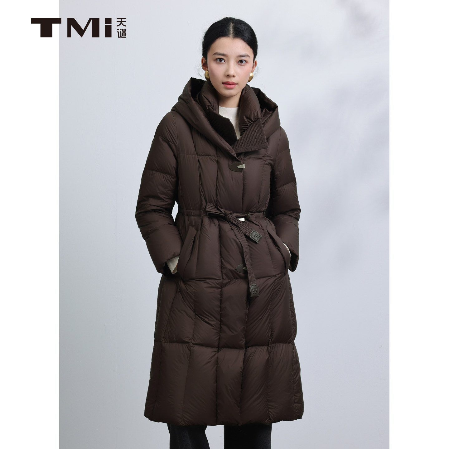 【鹅绒】天谜优雅气质羽绒服连帽中长款保暖冬季女装TMi254205