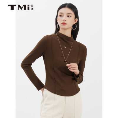 天谜半高领长袖休闲打底衫