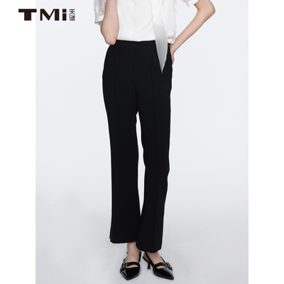 天谜黑色百搭显瘦西装裤微喇裤