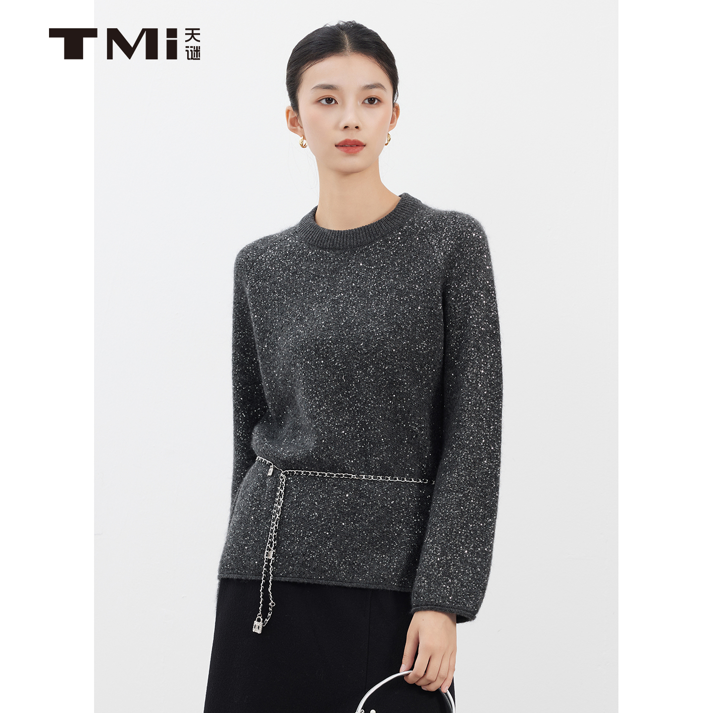 天谜时尚优雅亮片针织衫