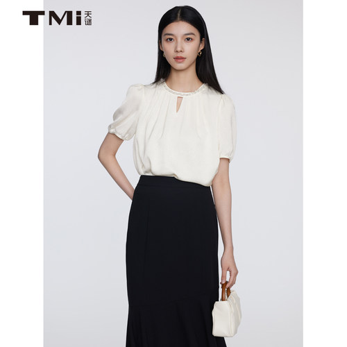 天谜短袖淑女简约小衫