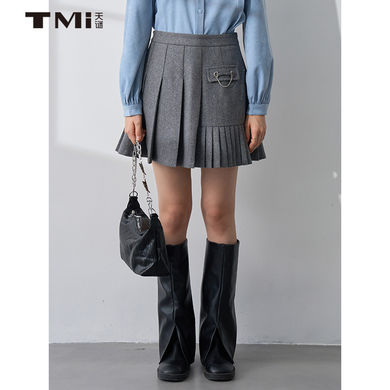 天谜短裙百褶裙简约A版学院风