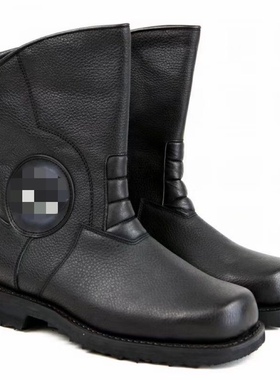 飞行户外新款02冬飞皮鞋男士羊毛中筒飞行靴男士羊毛皮靴