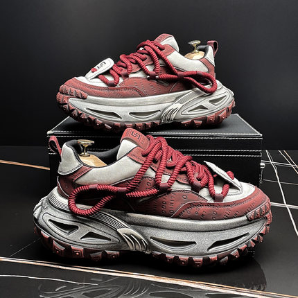 厚底老爹鞋男款冬季加绒保暖棉鞋高颜值慢跑鞋时尚拼色运动休闲鞋