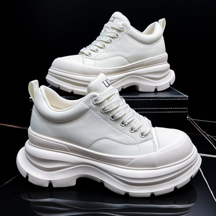 厚底小白鞋男款2025秋季新款8CM内增高男鞋大头德比鞋百搭休闲鞋