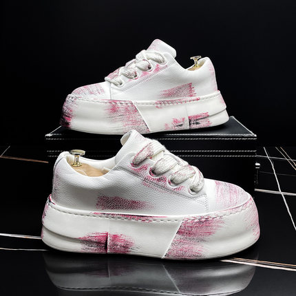 超火小白鞋男款2026春季新款大头鞋增高厚底松糕鞋百搭休闲面包鞋