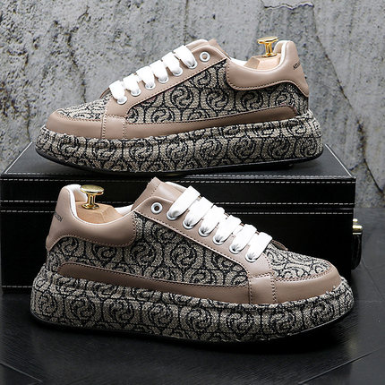 鞋子男款欧洲站时尚个性松糕鞋潮流百搭红色内增高厚底男士休闲鞋