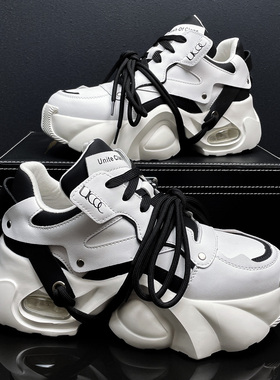 欧洲站潮牌男鞋秋冬加绒保暖厚底老爹鞋特大码47码48休闲运动鞋潮