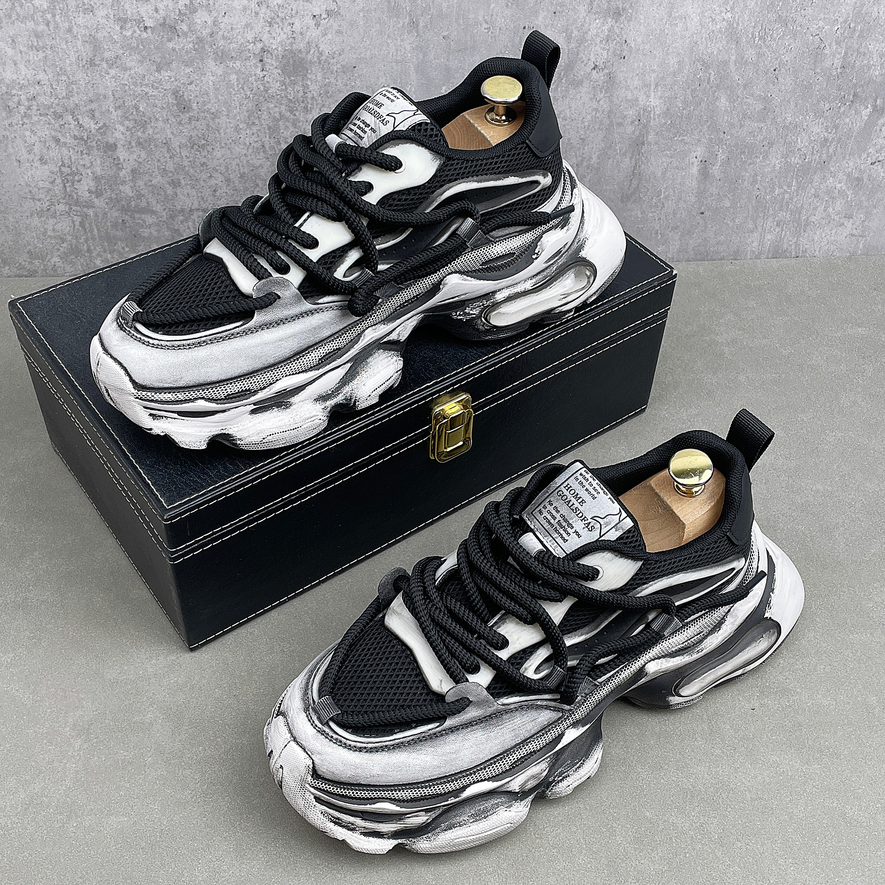 秋季透气老爹鞋男增高厚底男鞋