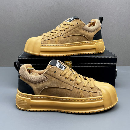 贝壳头板鞋男2025秋季新款潮牌男鞋磨砂皮轻质百搭软底低帮休闲鞋