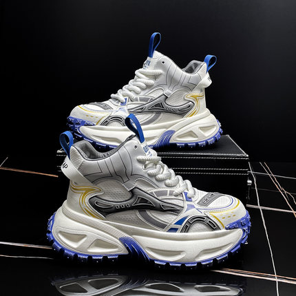 厚底高帮鞋男款2025秋冬新款超火做旧老爹鞋潮牌男鞋内增高休闲鞋