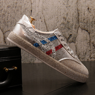 新款 潮牌男鞋 水钻板鞋 休闲鞋 个性 2026春季 子欧美时尚 男士 网红鞋