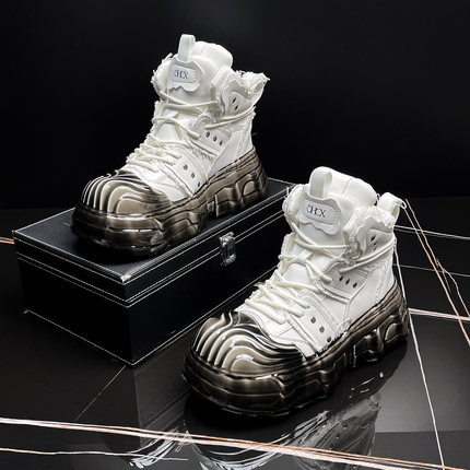 贝壳头马丁靴男款2025冬季淋胶底增高短靴高级感轻奢潮牌高帮男鞋