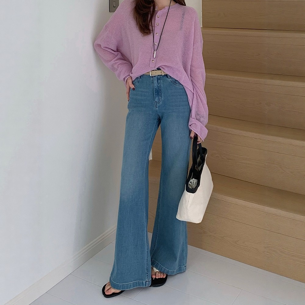 BEKISS贝斯7808直筒微喇牛仔裤女2026早春新款喇叭裤高腰拖地裤子