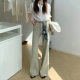 奶茶色高腰拖地裤 喇叭裤 女早春新款 BEKISS贝斯7796直筒微喇牛仔裤