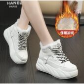 休闲内增高厚底雪地靴棉鞋 2025真皮7CM保暖毛毛鞋 女鞋 加绒老爹鞋