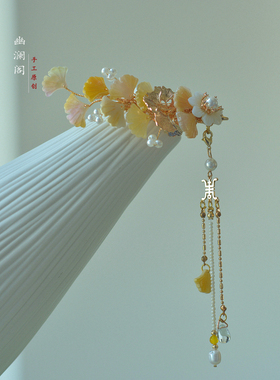 流苏发夹贝壳醋酸花夹古代后压