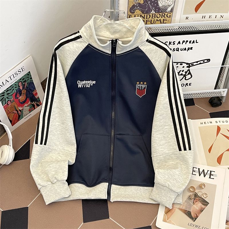 三条杠运动卫衣男秋冬季棒球服