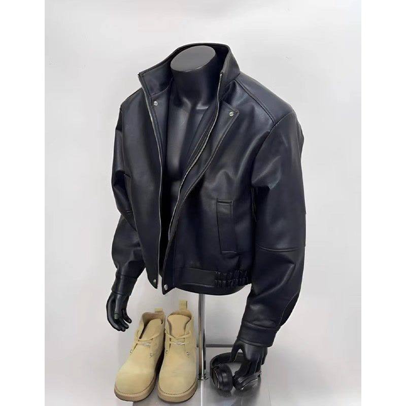 美式复古机车皮衣外套男款春季高级感美拉德潮牌工装痞帅pu皮夹克