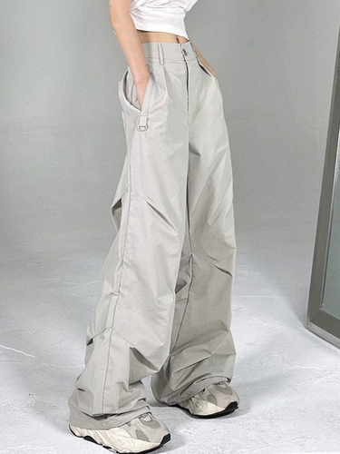 Дизайнерские осенние демисезонные штаны для отдыха подходит для мужчин и женщин, в американском стиле, тренд сезона, свободный прямой крой